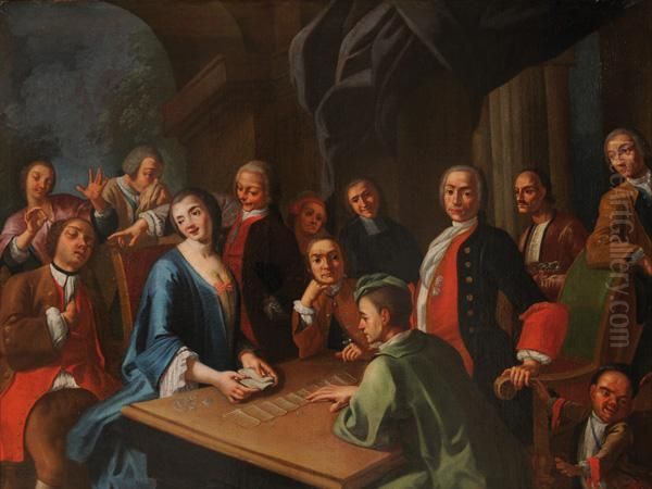 La Partita A Carte Oil Painting by Gaspare Traversi