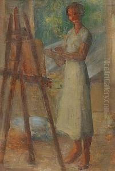 The Artist Oil Painting by Theofrastos Triantafyllidis