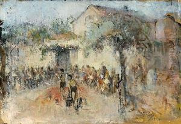 Open Air Show Oil Painting by Theofrastos Triantafyllidis