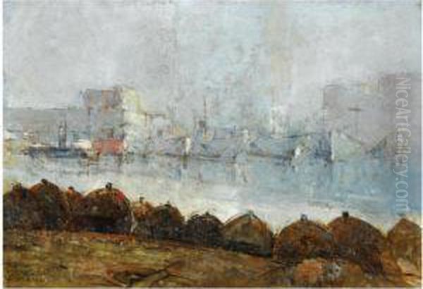 Piraeus Oil Painting by Theofrastos Triantafyllidis