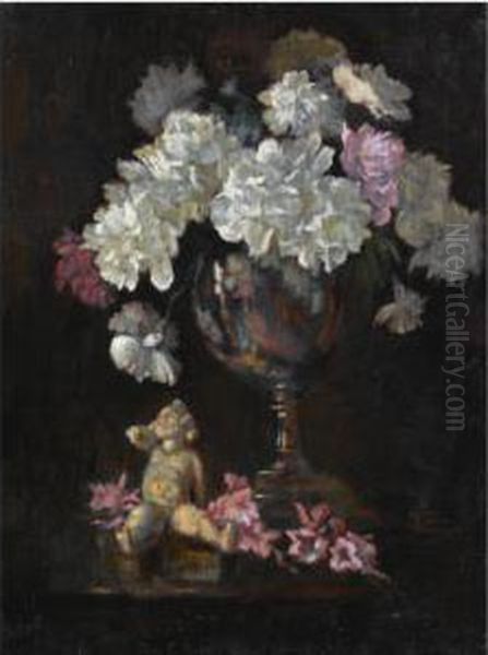 Still Life With Cherub Oil Painting by Theofrastos Triantafyllidis