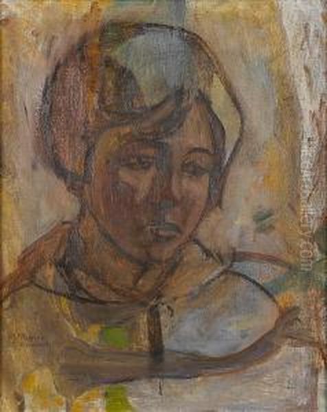 Portrait Of A Girl Oil Painting by Theofrastos Triantafyllidis