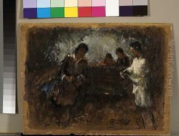 Nanny In The Park (pedio Areos) Oil Painting by Theofrastos Triantafyllidis