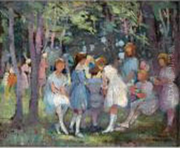 In The Park Oil Painting by Theofrastos Triantafyllidis