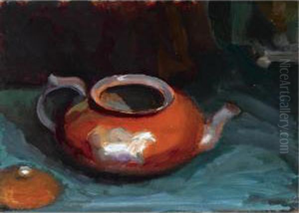 The Red Teapot Oil Painting by Theofrastos Triantafyllidis