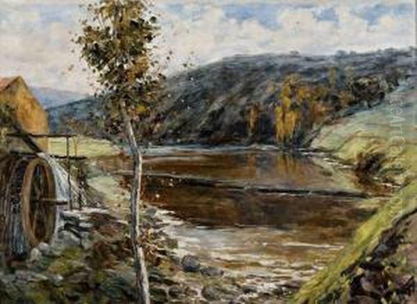 Paisagem De Rio Com Azenha Oil Painting by Falcao Trigoso