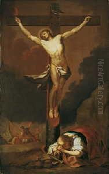 Zugeschrieben Christus Am Kreuz.
 Ol Auf Leinwand . H 152; B 95 Cm. Gutachten R. Eigenberger, Wien . 
Einer Ruckseitigen Beschriftung Zufolge Trug Die Originale Leinwand Die 
Signatur 