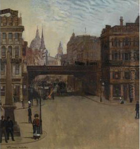 Ludgate Hill, London Oil Painting by Wilhelm Heinrich Trutbner