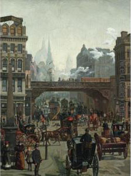 Ludgate Hill, Strassenbild In London (ludgate Hill, London) Oil Painting by Wilhelm Heinrich Trutbner