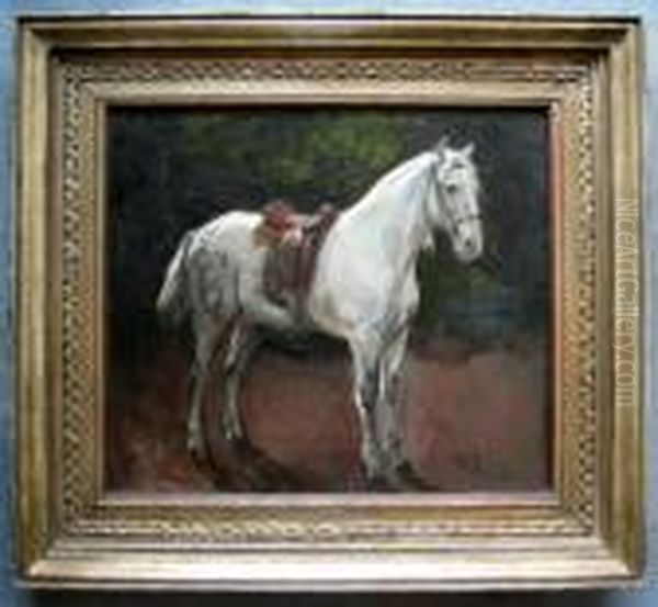 Gesattelter Schimmel In Landschaft Oil Painting by Wilhelm Heinrich Trutbner