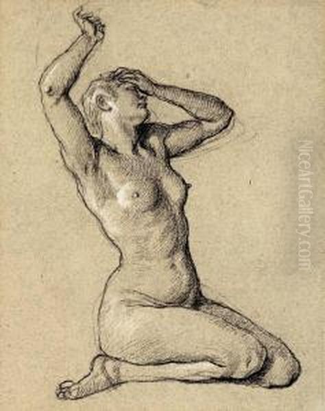 Kniender Weiblicher Akt Oil Painting by Wilhelm Heinrich Trutbner