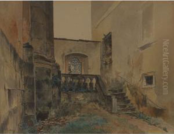 Garden Scene Oil Painting by Wilhelm Heinrich Trutbner