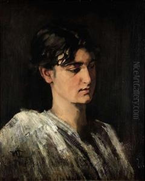 Portrait Of A Young Lady In Three-quarter Profile To The Right Oil Painting by Wilhelm Heinrich Trutbner