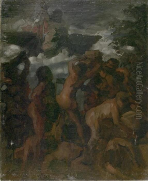 Gigantenschlacht. Oil Painting by Wilhelm Heinrich Trutbner