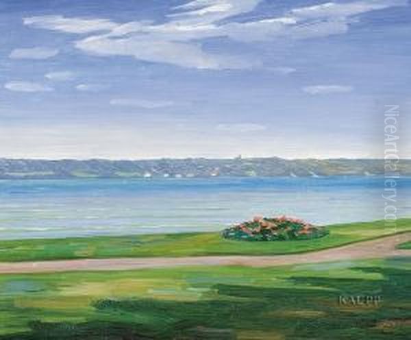 Blick Auf See In Sommerlicher Landschaft Oil Painting by Wilhelm Heinrich Trutbner