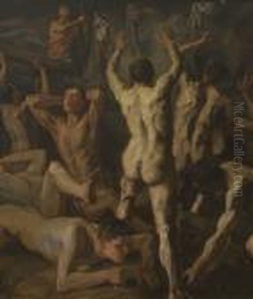 Gigantenschlacht. Oil Painting by Wilhelm Heinrich Trutbner