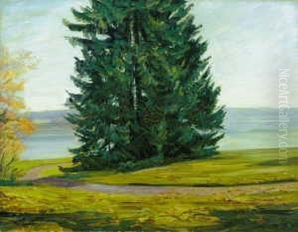 Landschaft Am Starnberger See Oil Painting by Wilhelm Heinrich Trutbner