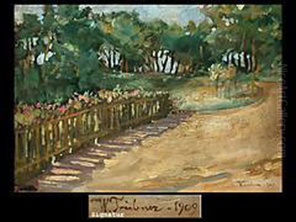 Gartenzaun Mit Blumen Vor Laubwald Oil Painting by Wilhelm Heinrich Trutbner