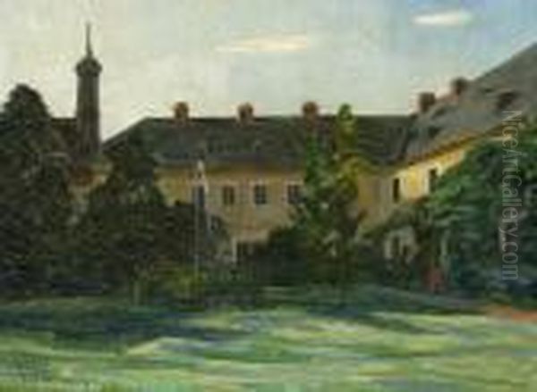 Hof Im Stift Neuburg A.
 Neckar. Oil Painting by Wilhelm Heinrich Trutbner