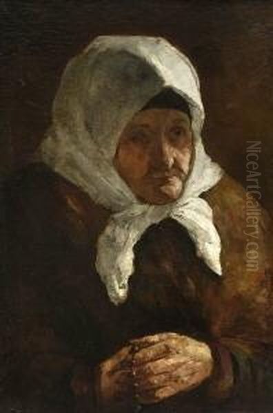 Alte Bauersfrau Mit
 Kopftuch Oil Painting by Wilhelm Heinrich Trutbner