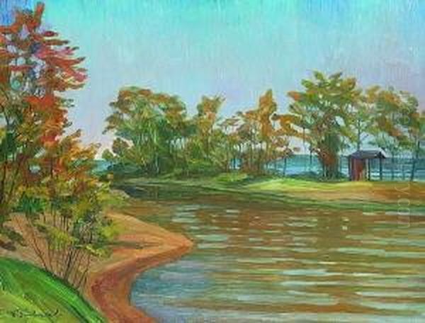 Insel Im Starnberger See. Oil Painting by Wilhelm Heinrich Trutbner