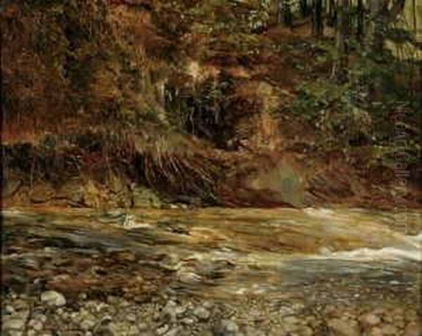 Gebirgsbach Bei Prien. Oil Painting by Wilhelm Heinrich Trutbner