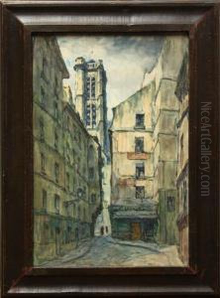 ''la Rue Grenier Sur L'eau,'' Oil Painting by Fernand Fortune Truffaut