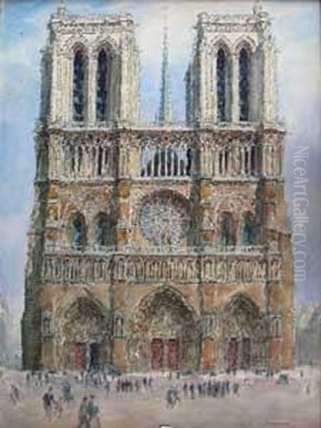 La Cathedrale Notre-damede Paris Oil Painting by Fernand Fortune Truffaut