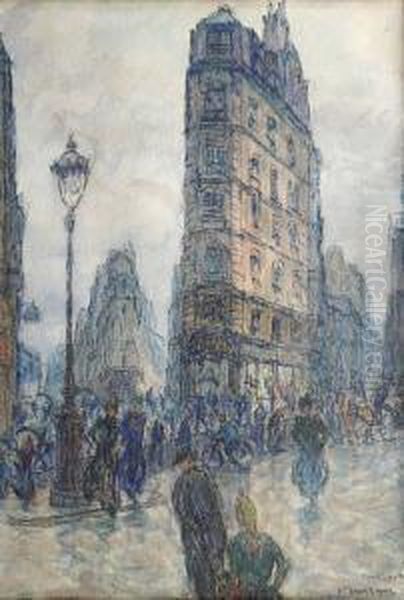 Paris Animee Oil Painting by Fernand Fortune Truffaut