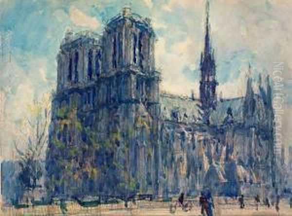 Notre Dame Oil Painting by Fernand Fortune Truffaut