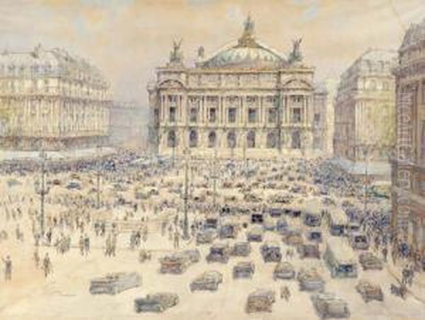 Place De L'opera Oil Painting by Fernand Fortune Truffaut