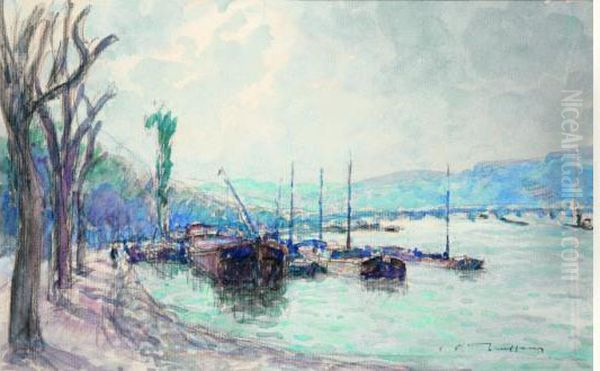 Vue De La Seine, Les Andelys Oil Painting by Fernand Fortune Truffaut