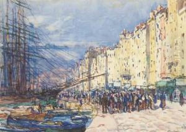 Le Port De Marseille Oil Painting by Fernand Fortune Truffaut