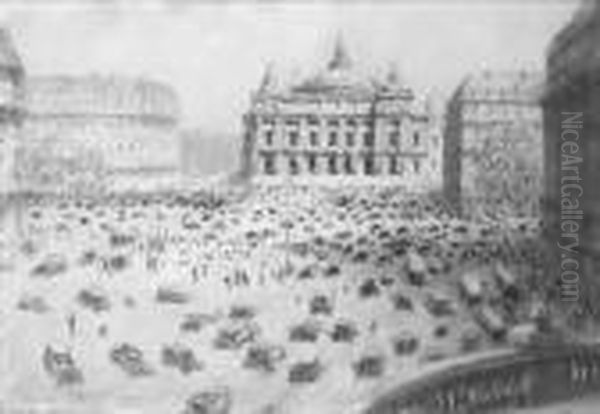 Place De L'opera, Paris Oil Painting by Fernand Fortune Truffaut