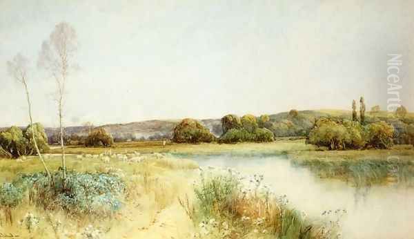 On the River Kennet Oil Painting by John Fullwood