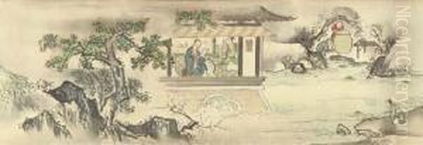 Rantei Kyokusui Zu (poetry Gathering At The Orchid Pavilion) Oil Painting by Kano Tsunenobu