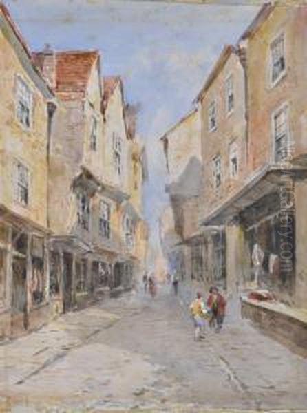 Watercolour, 
Theshambles, 
York Oil Painting by Edward Tucker