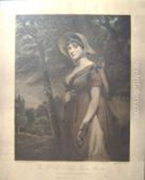 After John Hoppner R.a., 'a 
Portrait Of The Rt Hon Lady Louisa Manners In A Peasants Dress', 
Mezzotint, 43.5cm X 34.5cm, Framed Oil Painting by Joseph Mallord William Turner