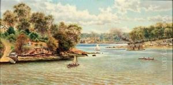 On The Parramatta River Near Gladesville Oil Painting by James Alfred Turner