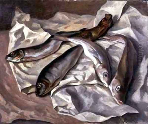 Still Life of Fish Oil Painting by Roger Fry