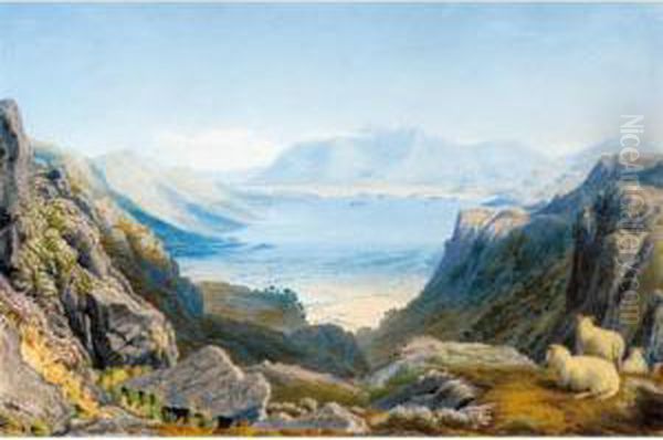 Keswick Lake, Skiddaw And 
Saddleback As Seen From An Eminence Near The Entrance To Borrowdale Oil Painting by William Turner