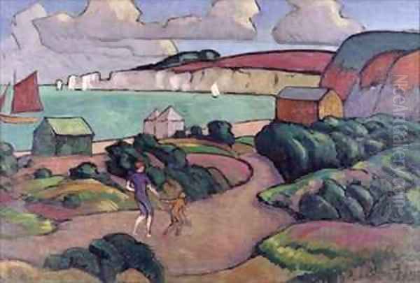Studland Bay Oil Painting by Roger Fry