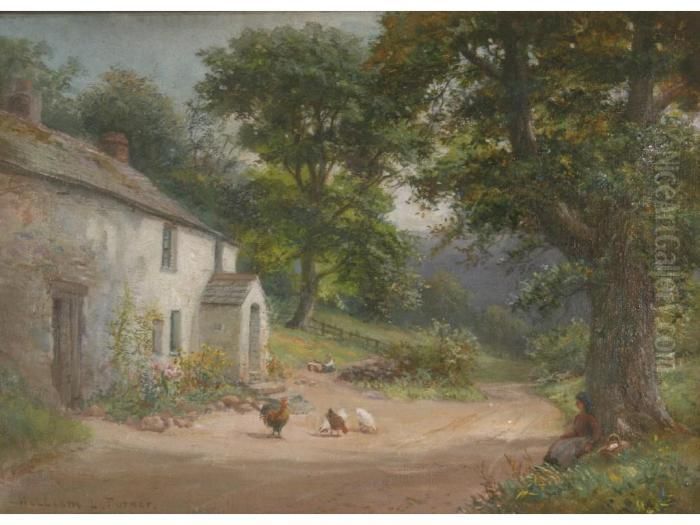 A Wayside Cottage, 
Millbeck, 
Nearkeswick Oil Painting by William Lakin Turner