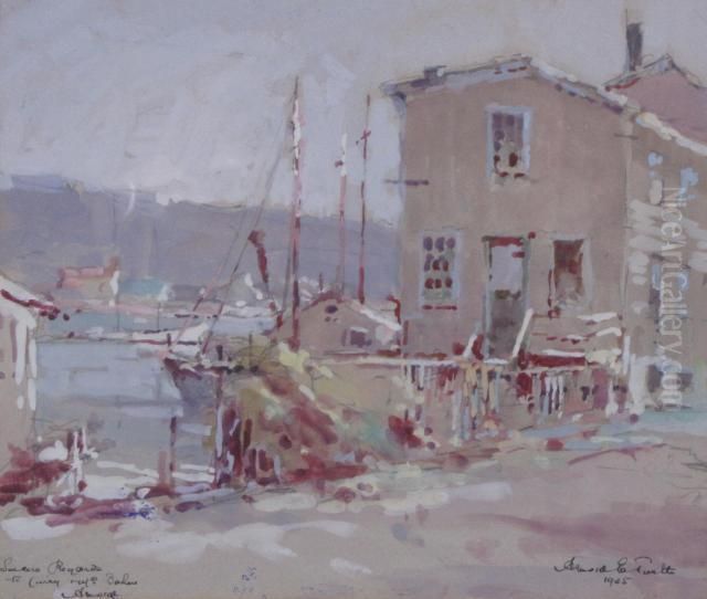 Depicting New England Harbor Oil Painting by Arnold Turtle