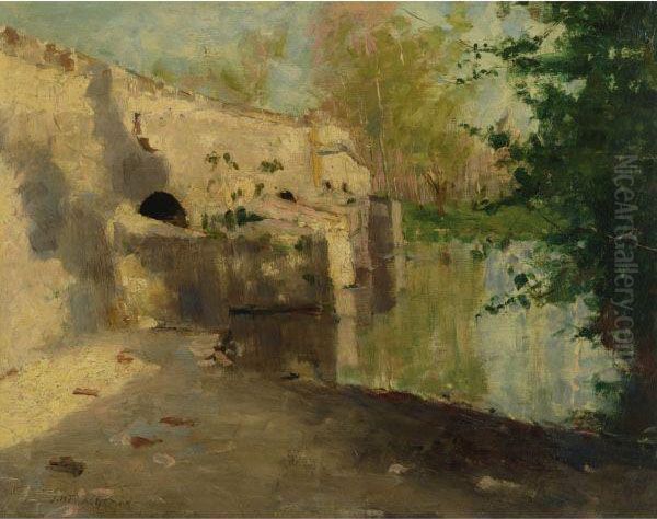 The Old Bridge Oil Painting by John Henry Twachtman