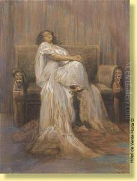 Odalisque Oil Painting by Medard I Tytgat