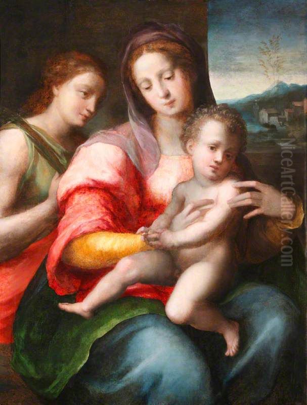 The Mystic Marriage Of Saint Catherine Oil Painting by Domenico Puligo