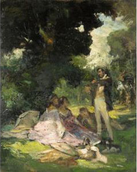The Picnic Oil Painting by Geza Udvary
