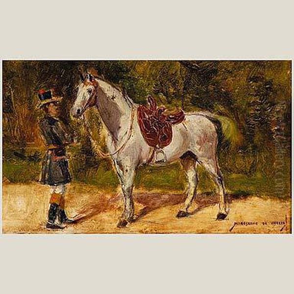 Equitacion En El Parque Oil Painting by Marcelino Unceta Y Lopez