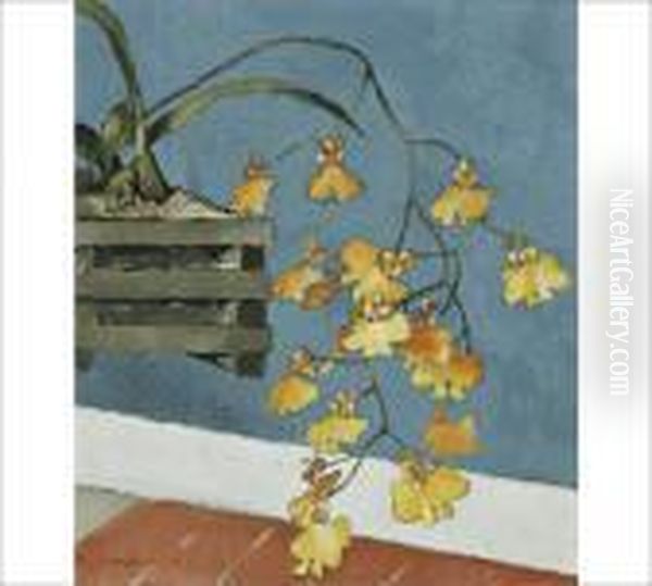 Yellow Orchid Oil Painting by Ragnar Ungern